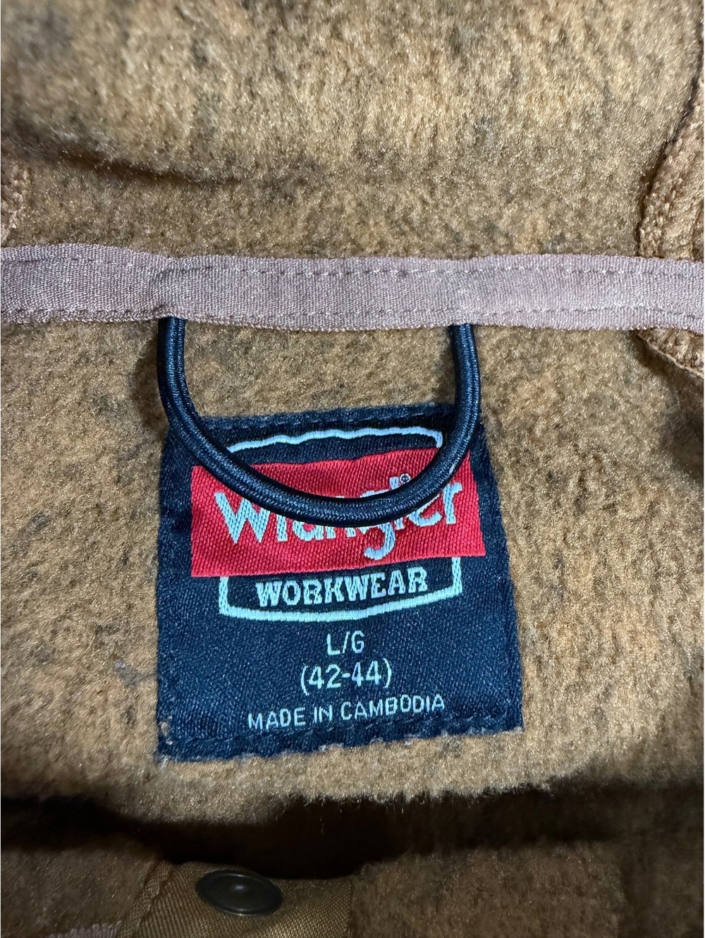 Wrangler Workwear Men's Large Pullover Hoodie Brown Heather Knit Fleece Lined - Picture 3 of 7